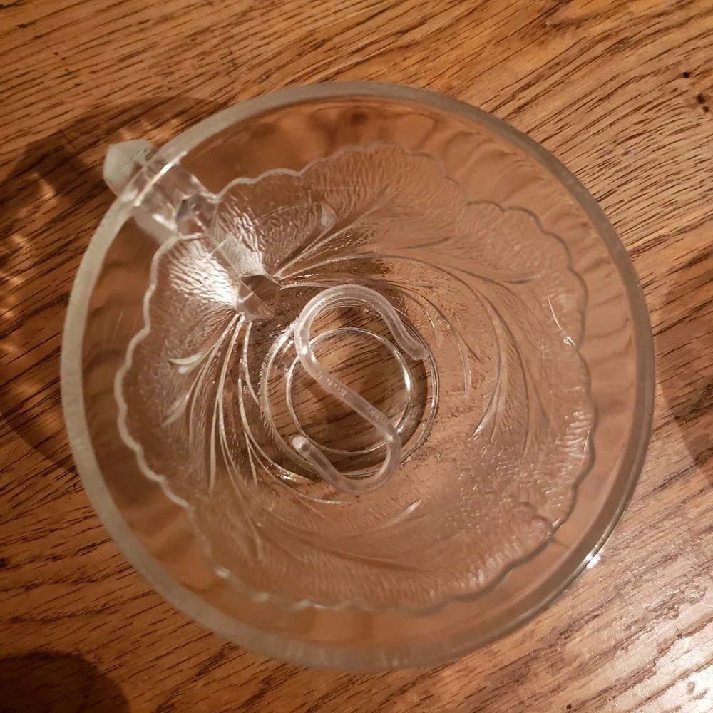 Vtg 1930's Pebble Leaf Crystal Clear Indiana Glass Punch Bowl Tea Cup Twiggy
